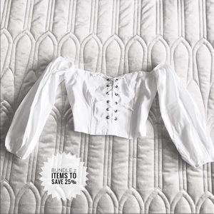OFF SHOULDER crop top BLOUSE, white, size S